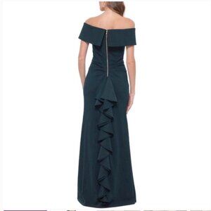 Adam and Betsy dark green off shoulder maxi dress